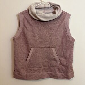 Lole Womens M Pink Vest Turtleneck/Funnel Neck Fleece Interior Cozy Boxy Crop